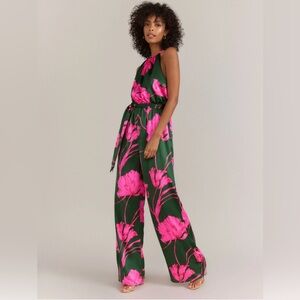 Sugarlips Dark Green Jumpsuit with Pink Floral Design